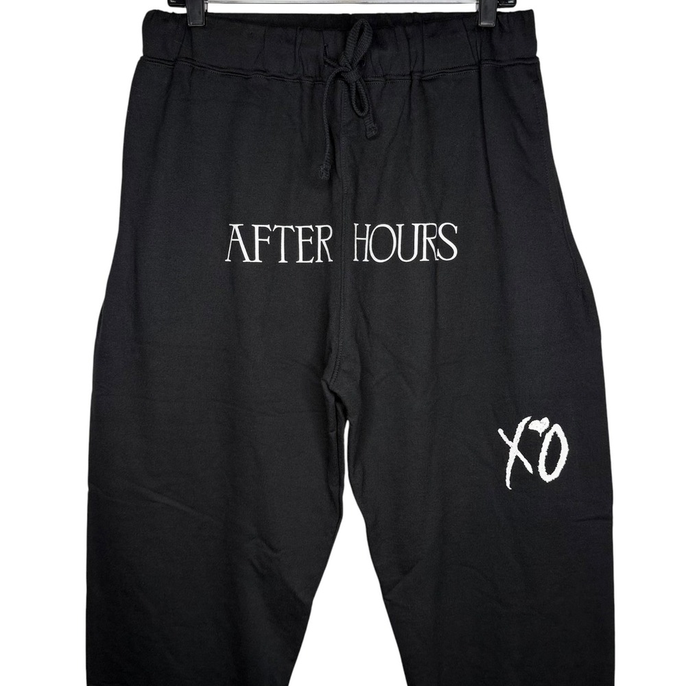 The Weeknd XO After Hours Black Sweatpants Flame Graphic Joggers Men's Size XL